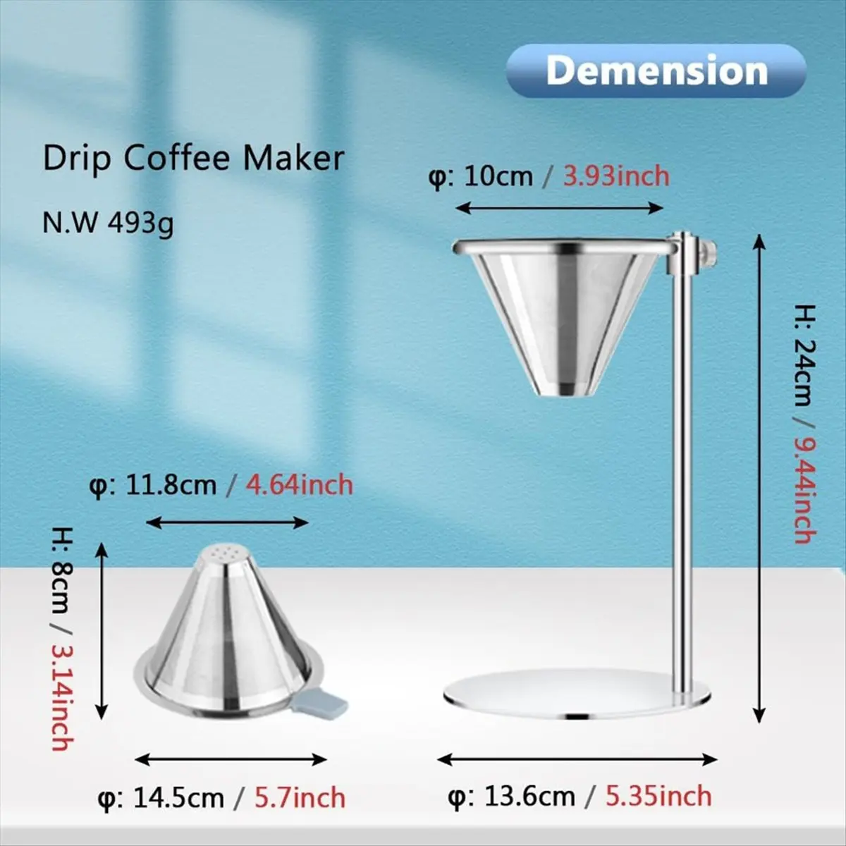 A67T NEW Pour over Stand, Dripper Coffee Stand, Coffee Filter Stand, Height Adjustable Brewing Coffee Holder