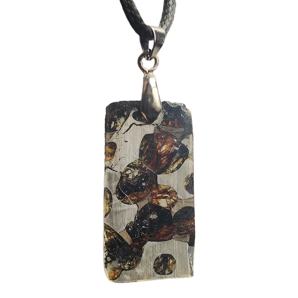 

Brenham Olive Meteorite Necklace Olive Meteorite Pendant Natural Olive Meteorite Specimen Collection