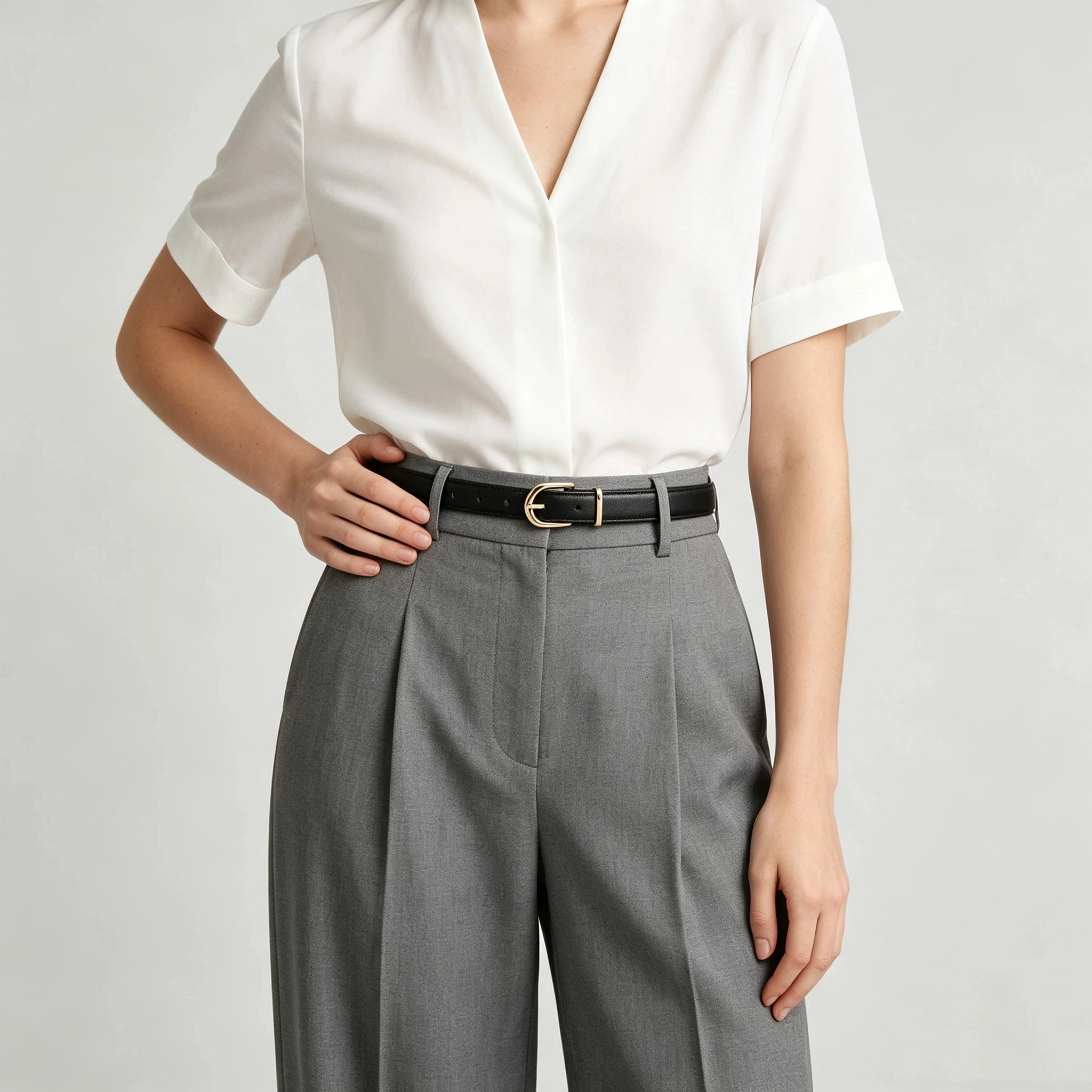 Women Formal Wear With Jeans - เข็มขัดผู้หญิง หนังแท้ หัวเข็มขัดสีทองบาง ดีไซน์หรูหรา เหมาะสำหรับชุดเดรส กางเกงยีนส์