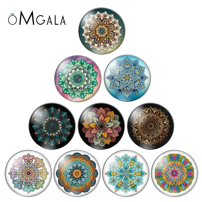 New Art Madala Pattern 10szt mieszane 10mm/12mm/16mm/18mm/20mm/25mm Okrągłe zdjęcie szklany kaboszon demo płaski tył Making findings