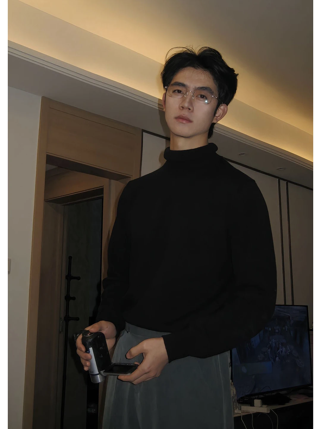 

Men's High Collar Fce Lined Knitwear Thi Warm Inner Wear Casual Sle Winter Season Comfortable Soft Material Knitted Top