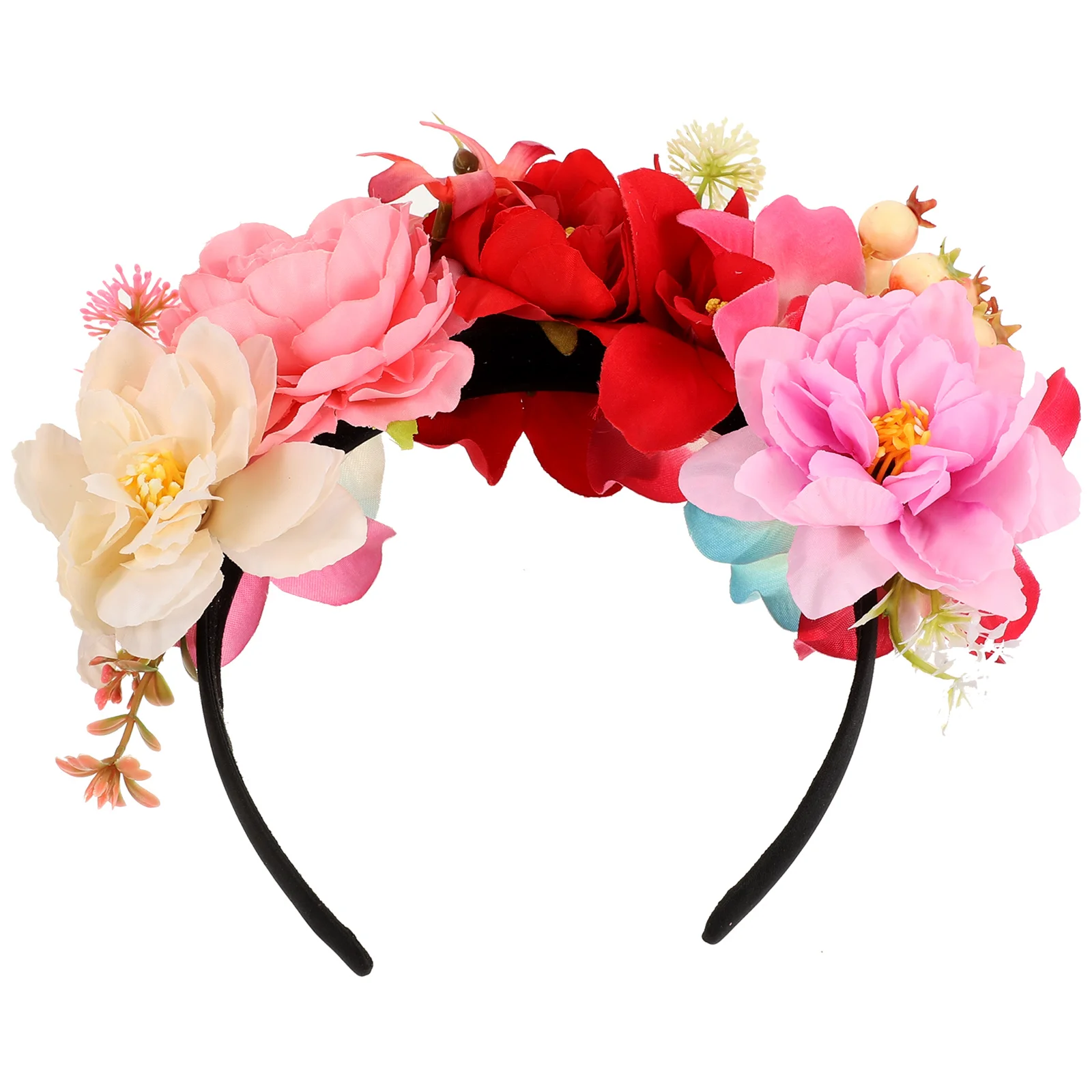 Artificial Flower Headband Party Hair Accessory Photo Shoot Crown for Vacation Wreath Bride Headpiece Fabric Women Adult Prop