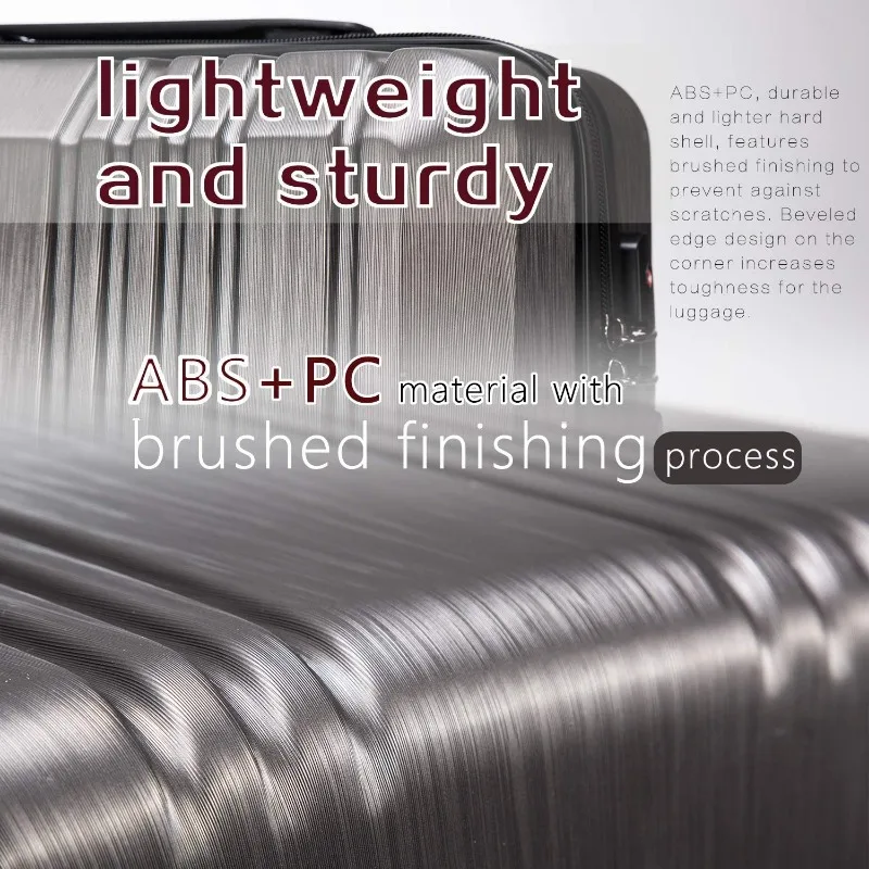حقيبة أمتعة PC+ABS مع قفل TSA دوار يحمل على غلاف صلب خفيف الوزن 20 بوصة 24 بوصة 28 بوصة (رمادي، S(20 بوصة))