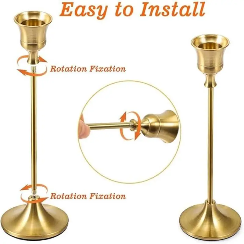 3PCS Metal Candle Holder Simple Candlestick For Wedding Party Candlelight Dinner