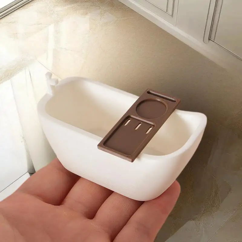 Modellino in Miniatura di Vasca da Bagno con Vassoio per Casa delle Bambole 1/12, Arredamento Bagno, Decorazione, Giocattoli per Casa delle Bambole