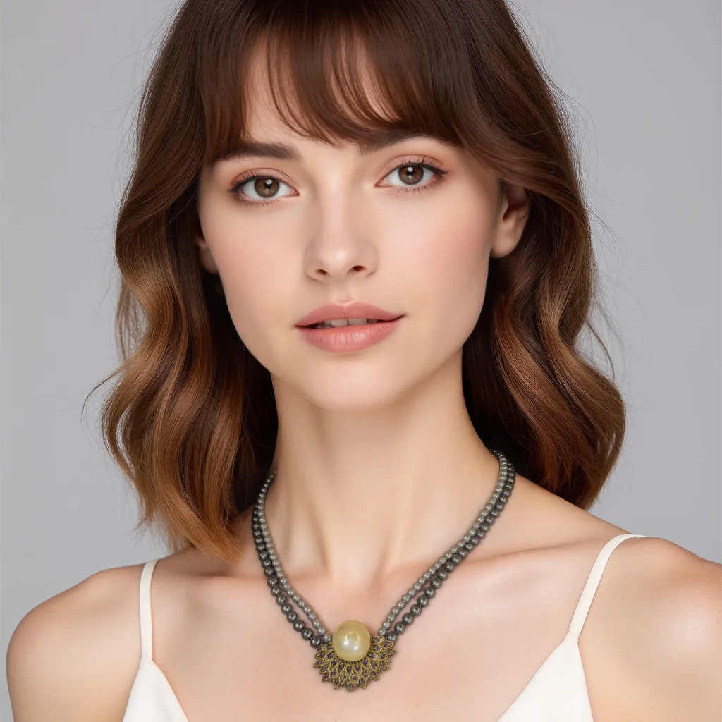 LIR 2025 مجموعة مجوهرات عباد الشمس الرجعية الجديدة: قلادة وأقراط نسائية، تعزز سحر ناضج، طراز عتيق عصري #2