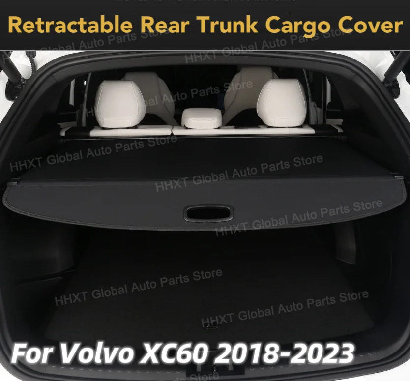 Car Interior Cargo Cover Trunk Cover Luggage Carrier Curtain Retractable Rear Trunk Curtain Fit For Volvo XC60 2018-2023