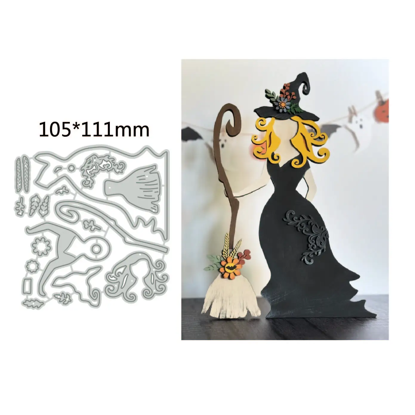 2024 Nowe metalowe matryce do wycinania Halloween Ghost Witch Broom Skull Scrapbooking Emboss Clipbook Template Greeting Card handmad Dies