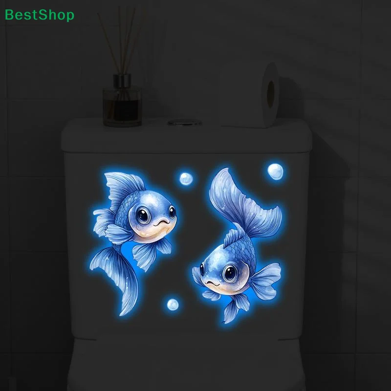 ♥Luminous Pink Dolphins Toilet Sticker - Glow-in-the-Dark Bathroom Decor