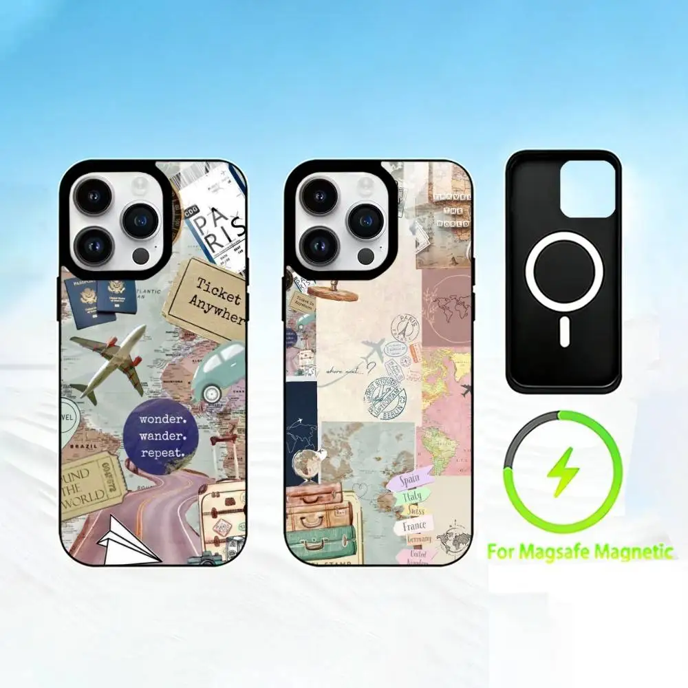 

P-polar lights Phone Case For iPhone 17 16 15 14 13 12 Pro Max Plus for Mirror Wireless Magnetic Cover