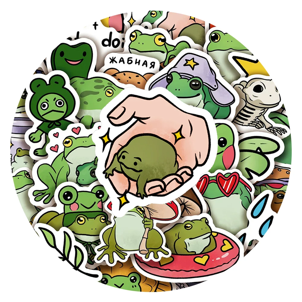 10/30/50pcs Retro Cute Anime Frog Animal Stickers Decals DIY Skateboard Phone Notebook Bike Funny Cartoon Graffiti Sticker Toys