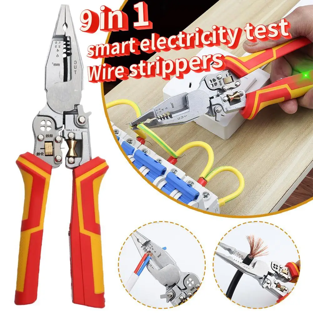 

9 In 1 Smart Electricity Measurement Foldable Wire Stripper Multi-function Cutting Splitting Winding Wire Strippers Hand Tools