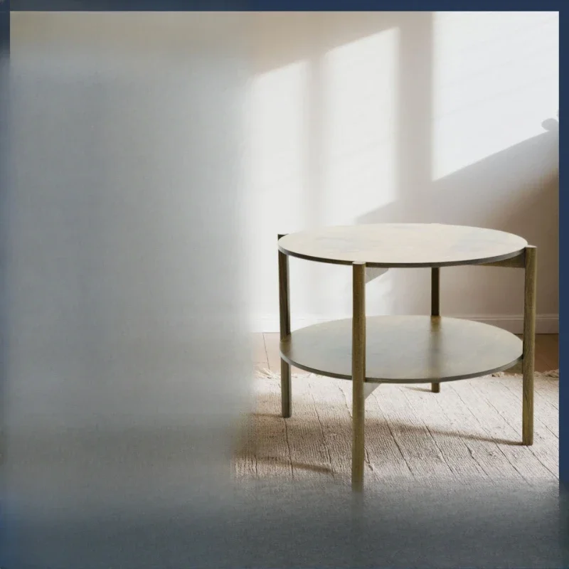 

Solid wood storage coffee table Modern simple living room side storage small round table