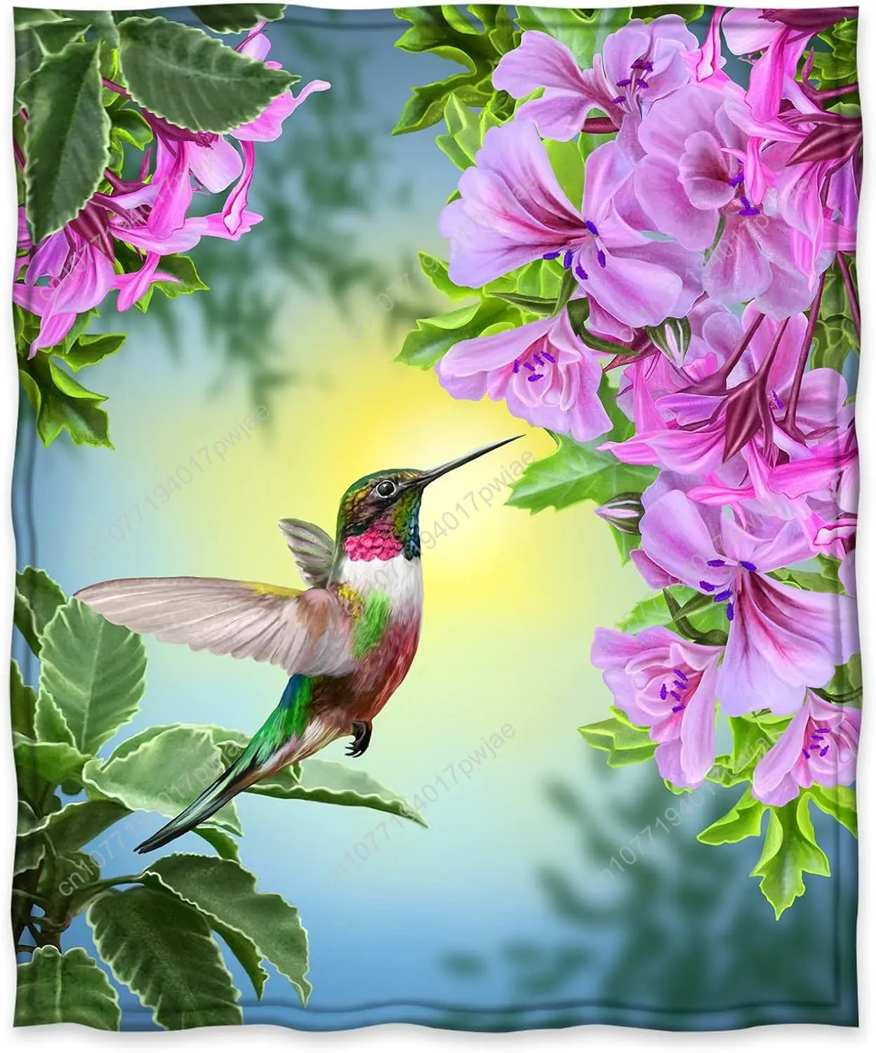 Jekeno Hummingbird Floral Blanket Gifts for Women Kids Girls Mom Wife Birthday Mother's Day Presents Home Bedroom Pink Flowers B