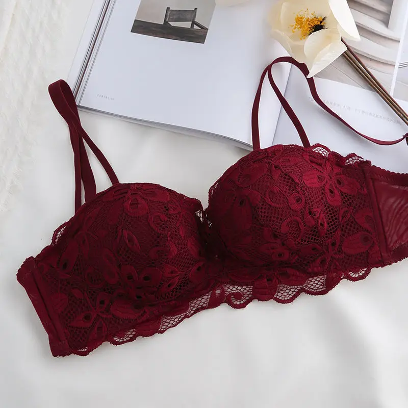 Lace Floral Sexy Lingerie Adjustable Push Up Bras Comfortable Wireless Bralette Intimates Underwear Brassiere Women