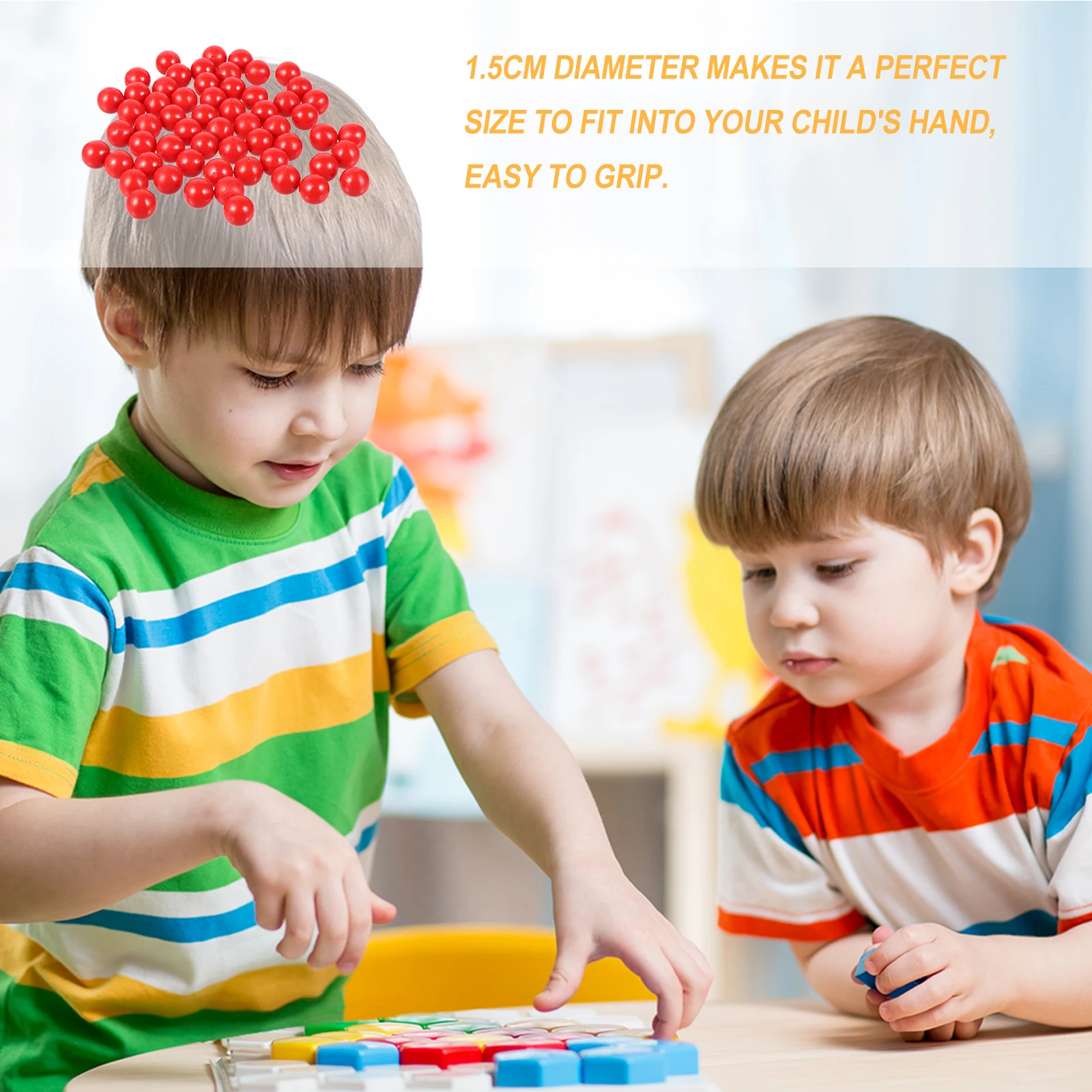 

100 Pcs Colorful Plastic Balls Toddler Toys School Probability Teaching Bounce Colored Solid Counting