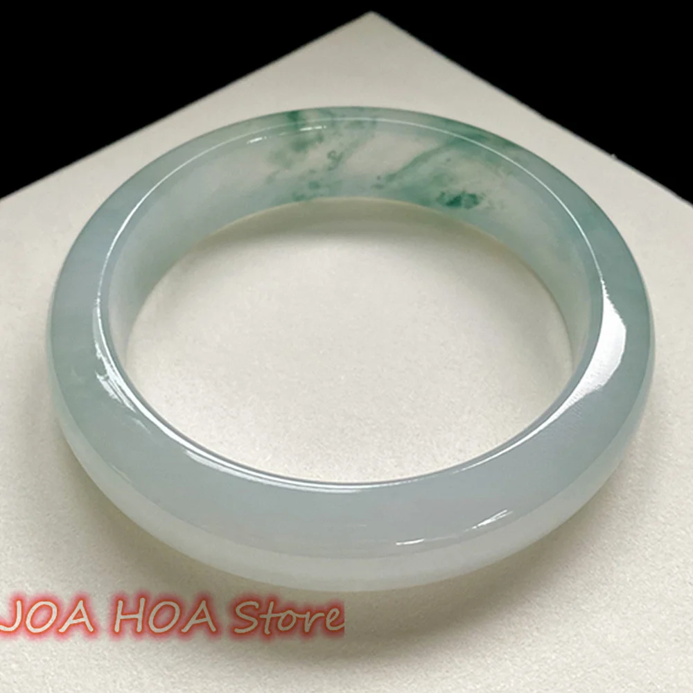 New Myanmar A  Natural Jadeite Bracelet High Ice Species Floating Flower Positive Women's Jade Bangle Full Handring Fine Jewelry