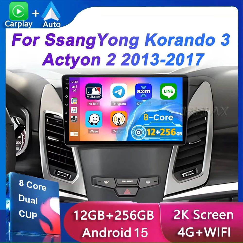 

Android 15 Carplay Auto Car Radio For SsangYong Korando 3 Actyon 2 2013 - 2017 Navigation GPS Multimedia Player video Stereo DVD