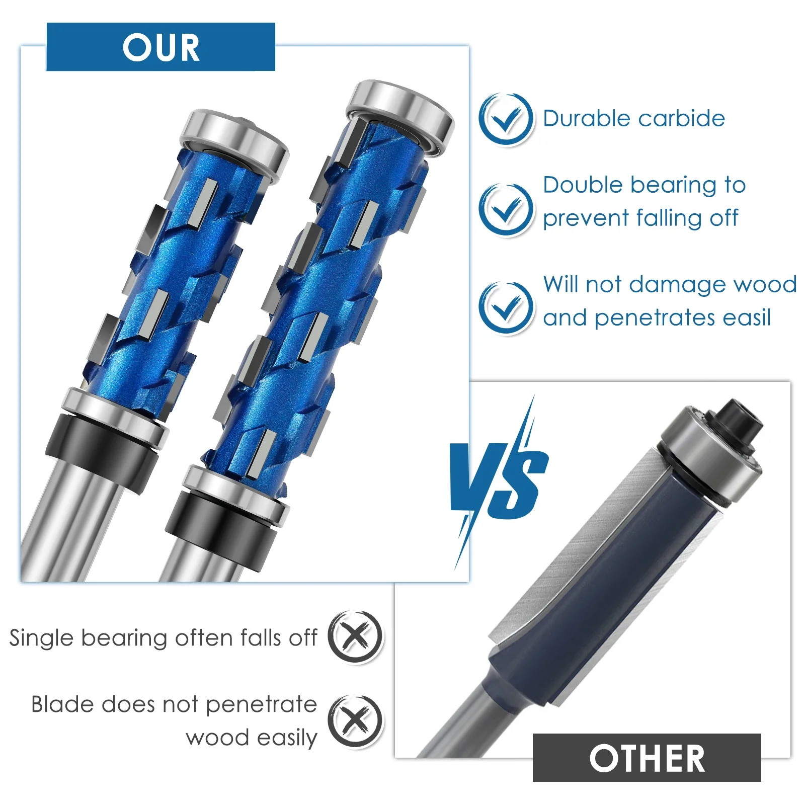 2 Teile/satz 1/2 zoll Schaft Flush Trim Router Bit Set Hartmetall Flush Trimmen Bit Professionelle Doppel Lager Spirale trimmen Werkzeug