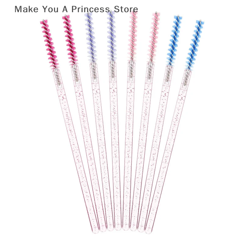 50 pièces Extension de cils arc-en-ciel cristal Mascara baguette applicateur bobines cils pinceaux cosmétiques ensemble outil de maquillage