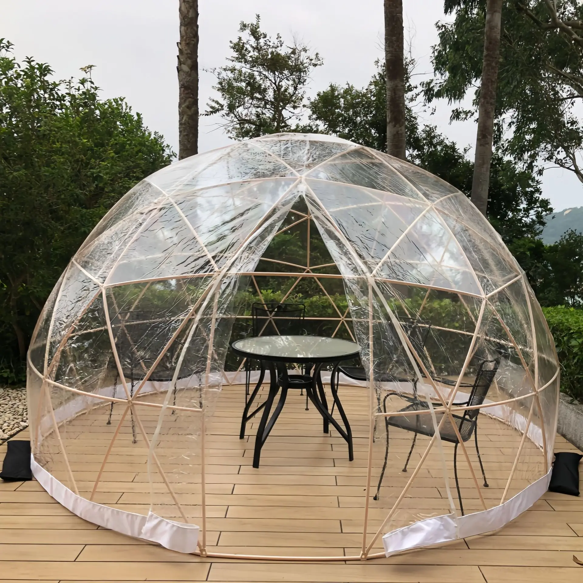 All-Weather Geodesic Dome Tent, 9.61215ft Clear Bubble Tent for 2-8 People, with Window & Door, Suitable for Outdoor, Camping,