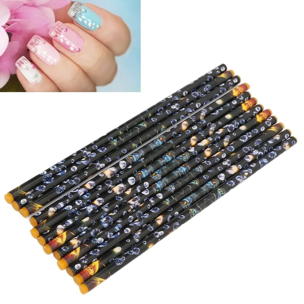

12PCS White Appearance Nail Dotting Wax Pen Easy Grip Design Adhesive Property Self Adhesive Pick Pen Compact Size
