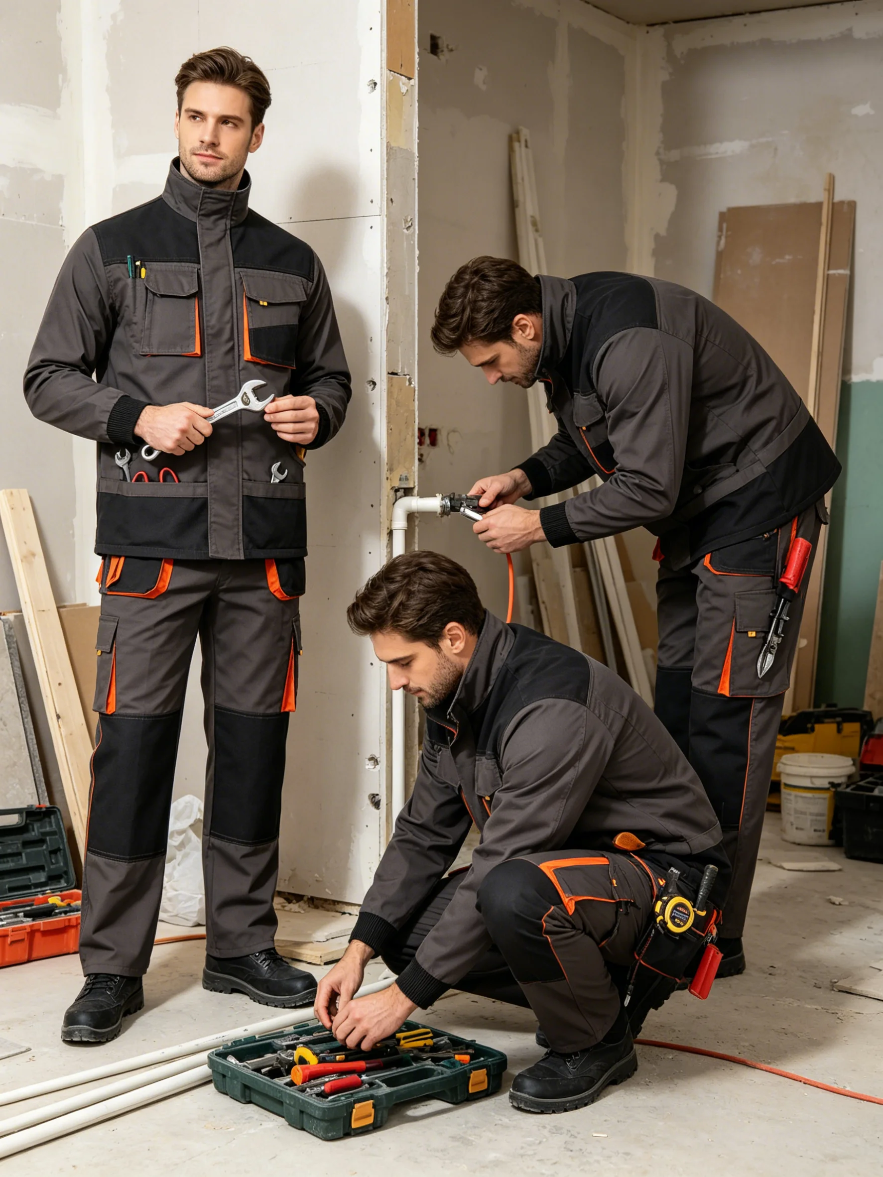Labor Clothes Work Jacket and Pants Set Men Construction Multi Pockets Factory Workshop Uniforms Workwear Suit Painter