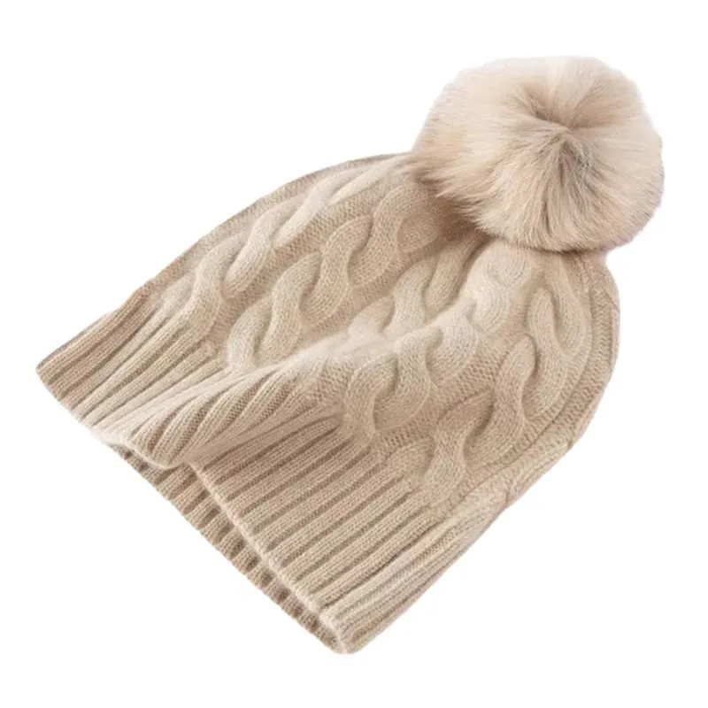 Neuer Winter-Wollhut 100% Wolle Gestrickte Warme Mütze mit Zopfmuster Kaschmirmütze für Kaltes Wetter – Detail 12