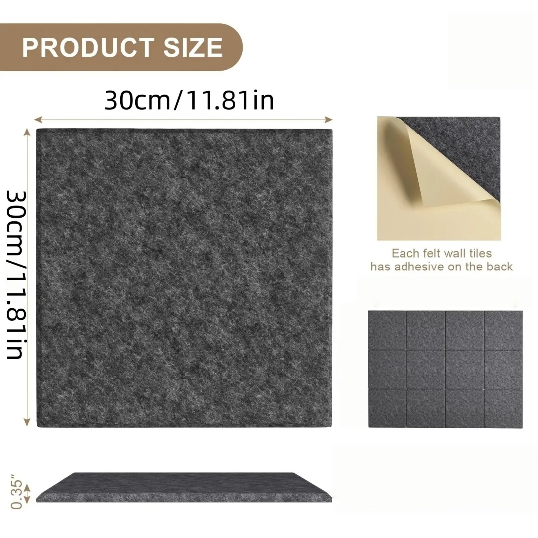 6Pack  Sound Proof Acoustic Panels Soundproofing Wall Stickers High Density Noise Insulation Door Bedroom Foam Black - view 2
