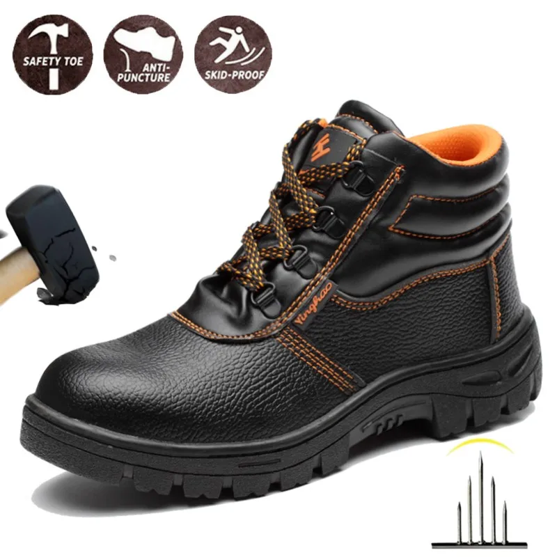 

Steel Toe Safety Shoes Men, Anti-Puncture Anti-Smash Non Slip Kevlar-Midsole Industrial Work Boots Protection Tactical Boots
