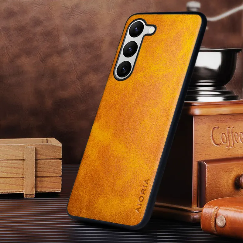 Case for Samsung Galaxy S21 S22 S23 S24 Ultra Plus FE funda Thin Slim Shockproof Matte Leather cover for galaxy s24 ultra case