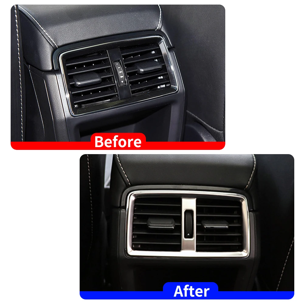 For Skoda Karoq 2017-2021 Car Interior Armrest Rear Seat Air Condition AC Outlet Vent Cover Frame Trim Decorative Sticker