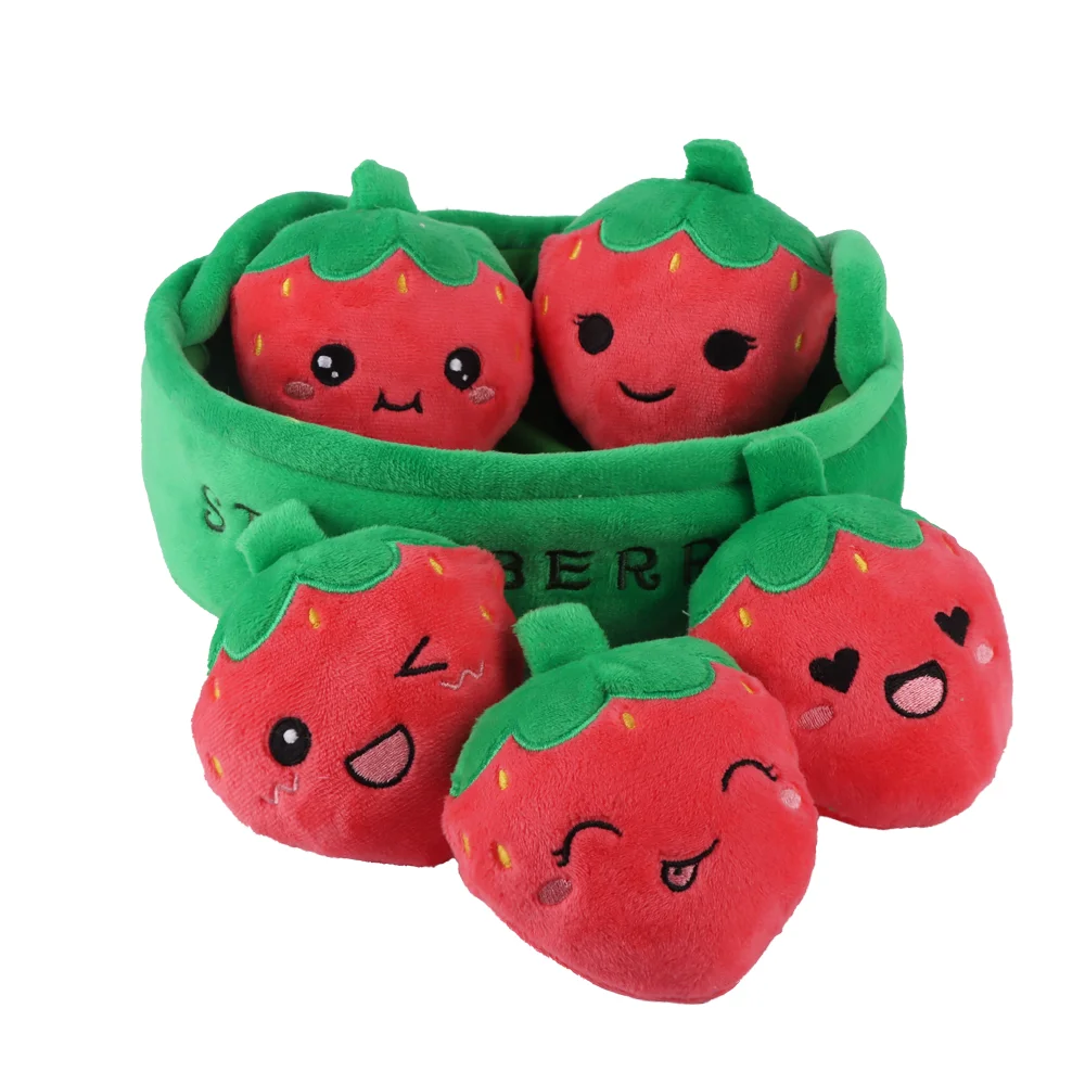 20cm Kawaii dibujos animados una cesta de fresa Plushie juguete de peluche fruta juguetes fresa chico lindo regalos de cumpleaños de Navidad