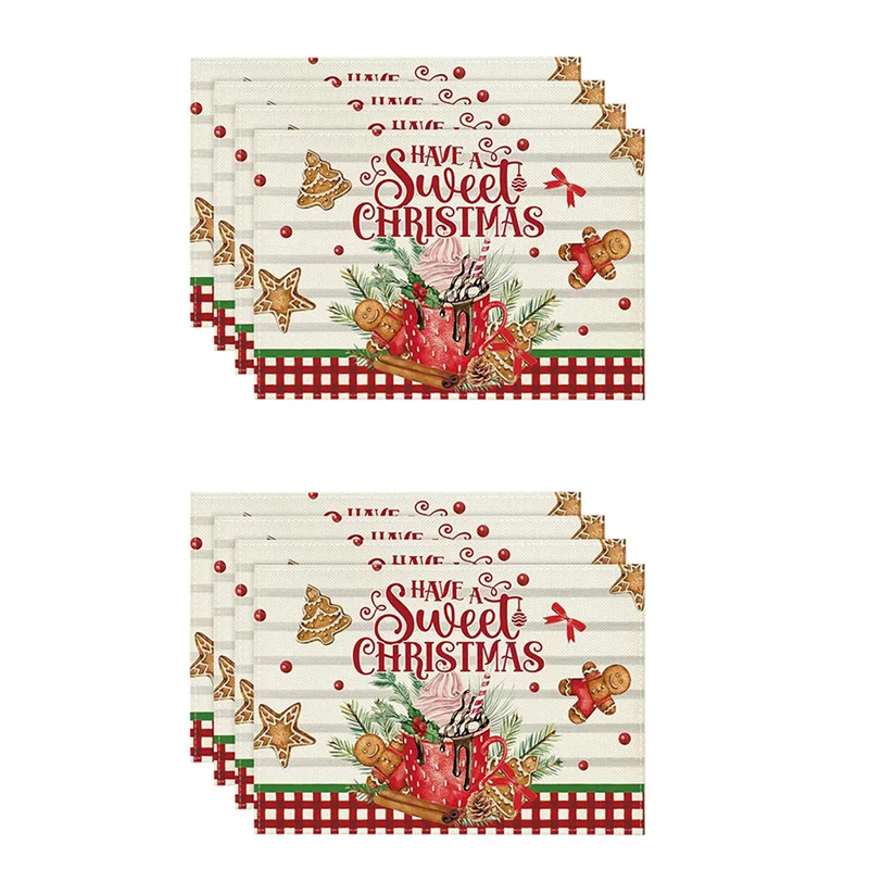 

AB42-8PCS Рождественские елки Снежно-розовые рождественские салфетки Зимние коврики для стола для украшения кухни и столовой K