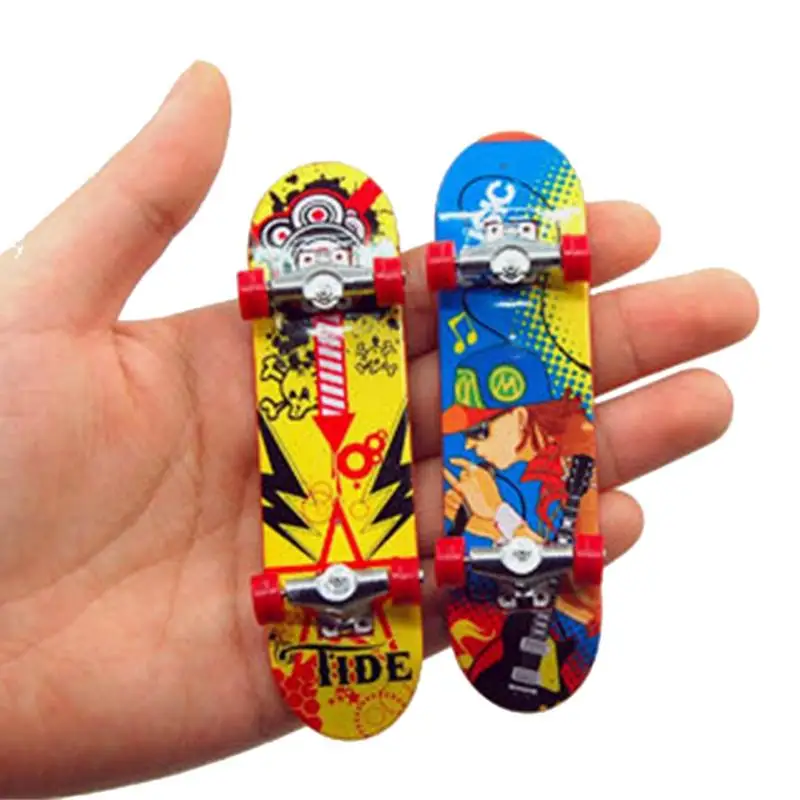 Mini Printed Mini Finger Skateboard Tech Truck Skateboards Alloy Stent Party Favors Gift Creative Flexible Finger Toy for Kids