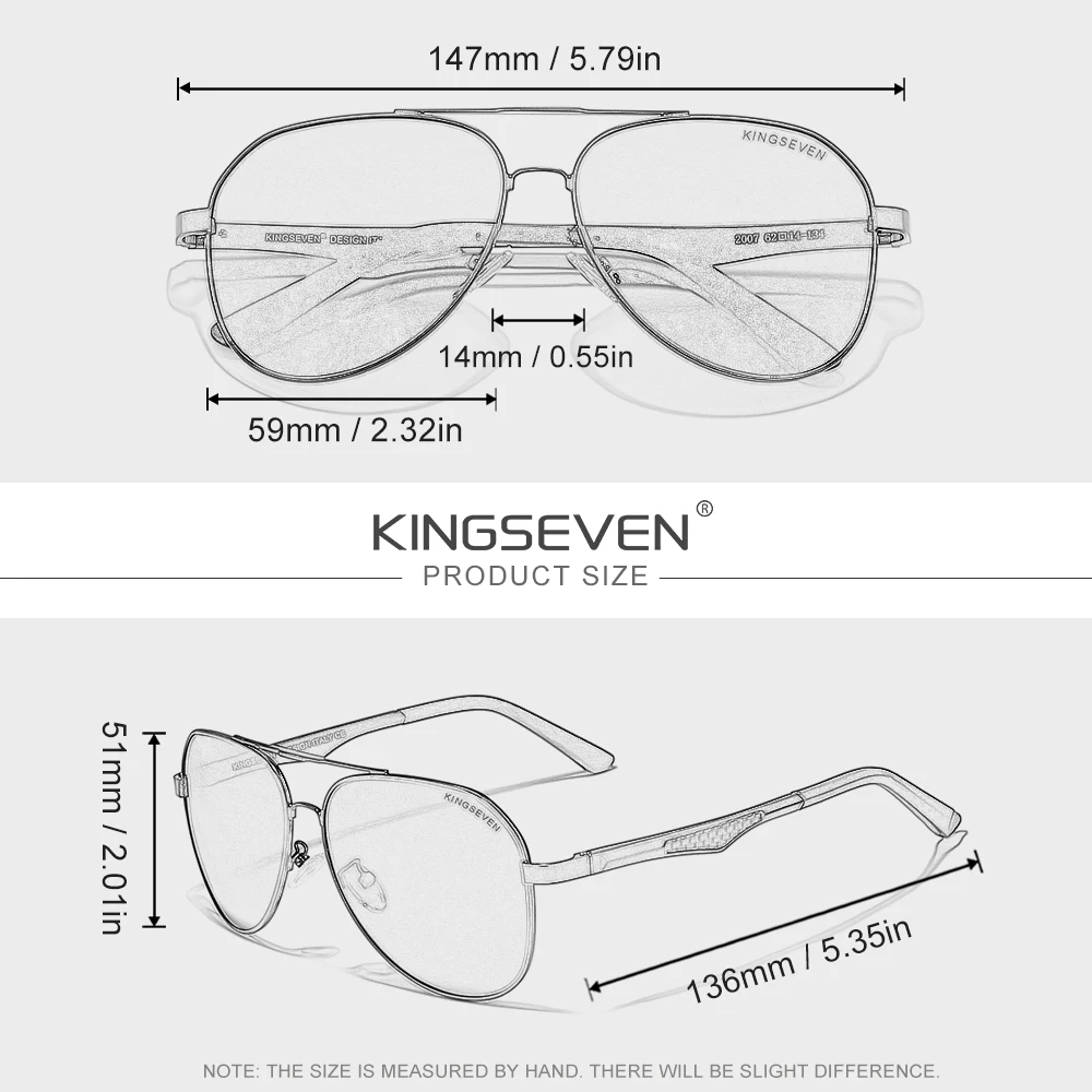 KINGSEVEN Merek Pilot Kacamata Terpolarisasi UV400 Perlindungan Kacamata Untuk Pria Wanita Kasual Mengemudi Kacamata