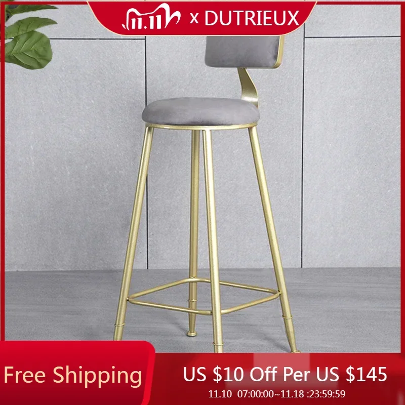 

Modern Cushion Bar Stool Luxury Gold Designer Counter Stool Chair Office Makeup Taburetes Altos Room Decoration Aesthetic