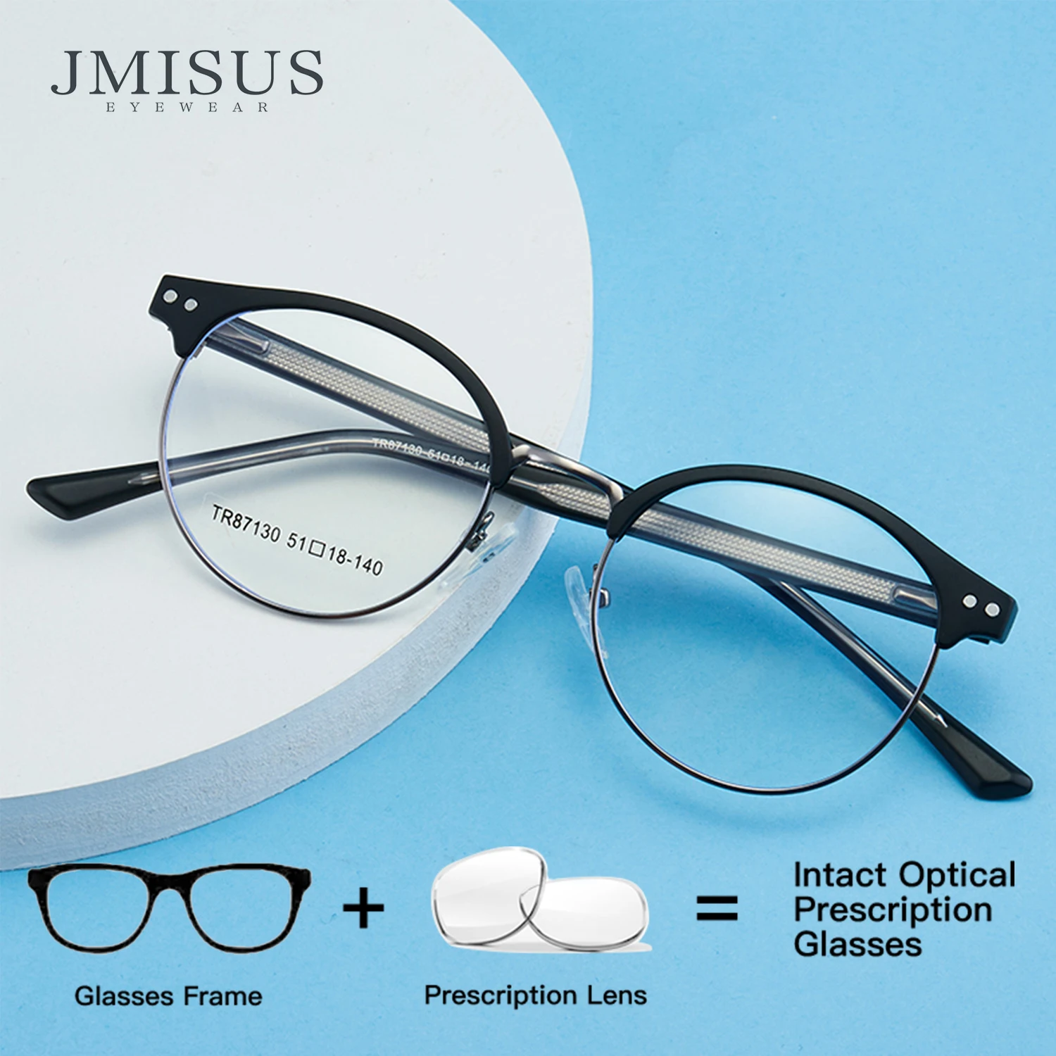 JMISUS ﻿Retro Round Prescription Glasses Men Women Customised High-quality Metal Photochromic Myopia Optical Glasses