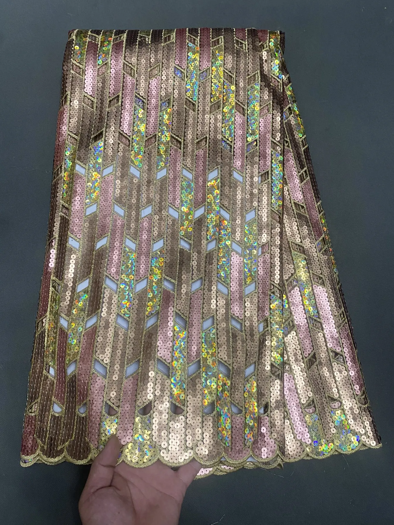 African Multi Color Shiny Tulle Lace Fabrics Nigerian Handcut Lace Fabrics Embroidery Organza Sequins Lace Materials 5Yards 2026