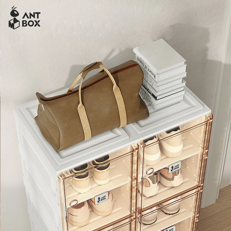 Shoes Storage Box Portable Folding Shoe Rack Suitable For Cabinets With Magnetic Transparent Door Integrated 8layer -16grid