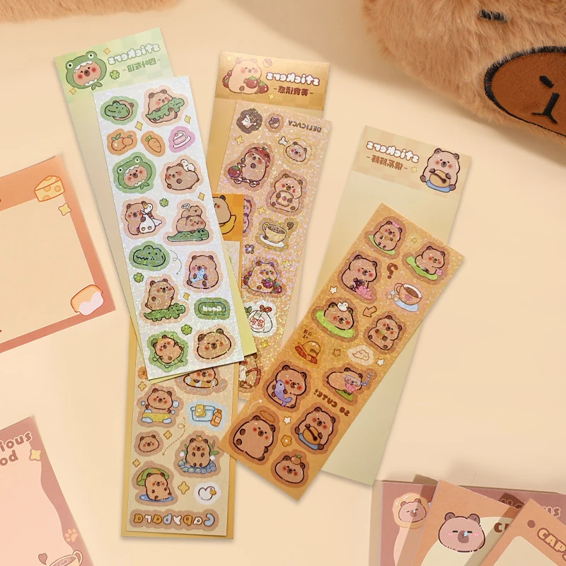 4PCS Kawaii Capybara Stickers DIY Hand Account Handmade Notebook Creative Cartoon Waterproof Removable Stickers Kids Toys Gifts