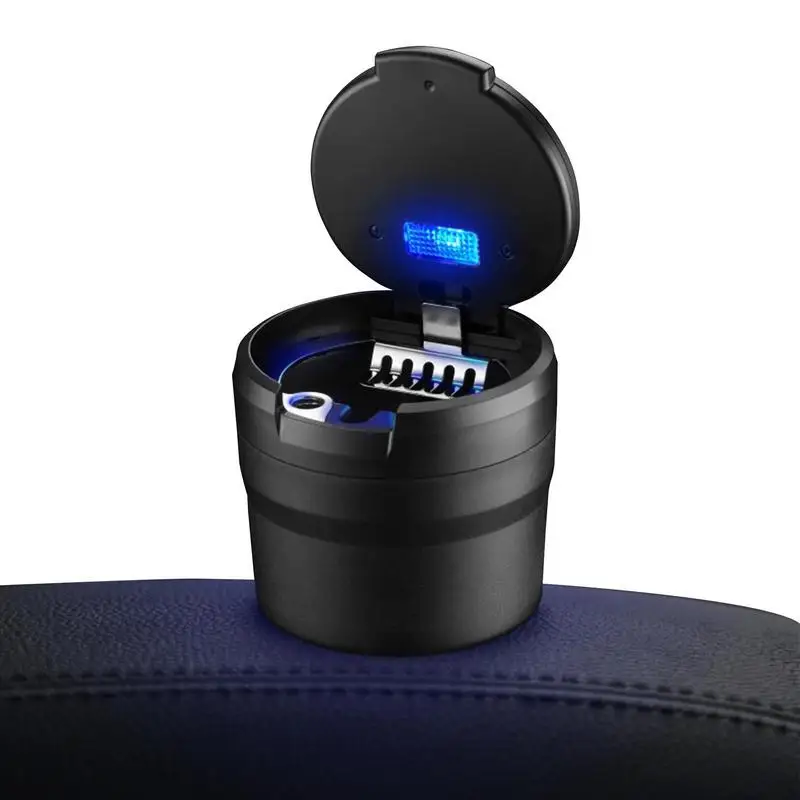 1pcs New Car Ashtray Universal Cigarette Ashtray Cup With Lid LED Light Smokeless Cup Flame Retardant Cigarette Holder Box