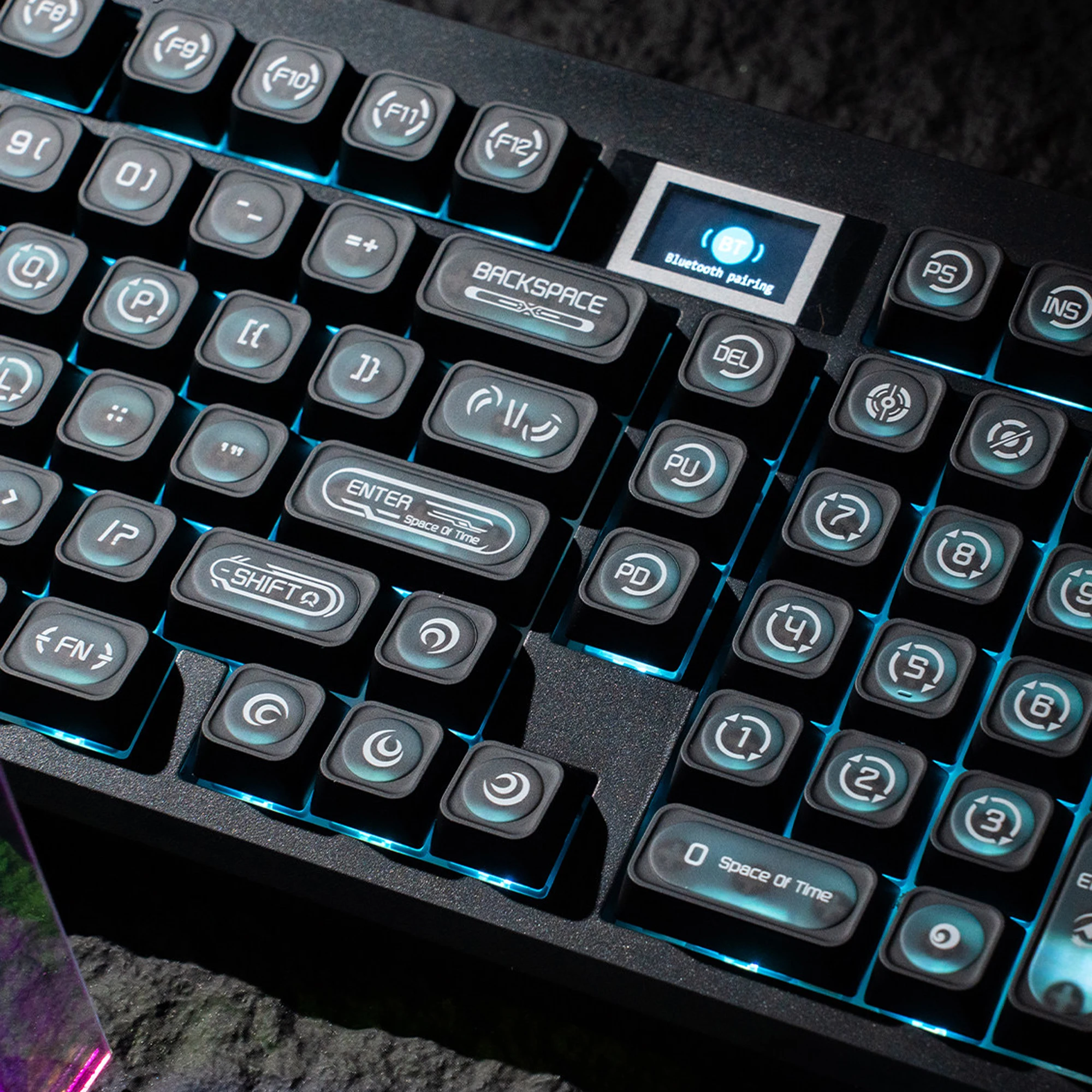 Black See Through Keycaps Cats eye Cherry Profile Dye-Sub PC Keycap Set 135-Key Double Shot+Screen-printed Characters Black