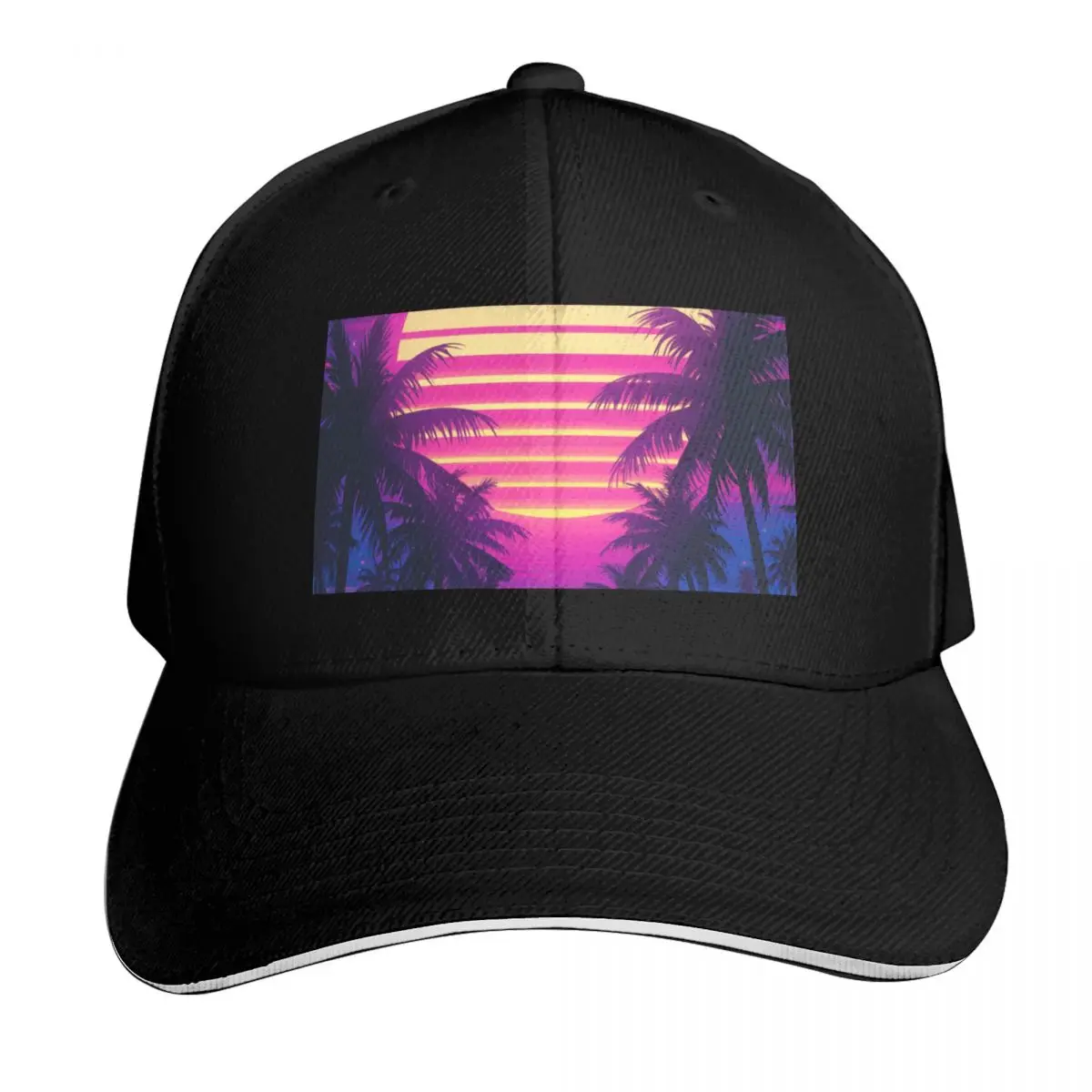 Neon Tropics: Sunset Paradise Baseball Cap Adjustable Buckle Closure Moisture Wicking Quick Dry Curved Brim Classic Fit