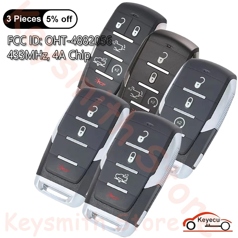 

Чип KEYECU 3 4 5 6 кнопок 433 МГц 4A для RAM 1500 2019 2020 2021 2022 2023 2024 Автоматический умный пульт дистанционного управления OHT-4882056
