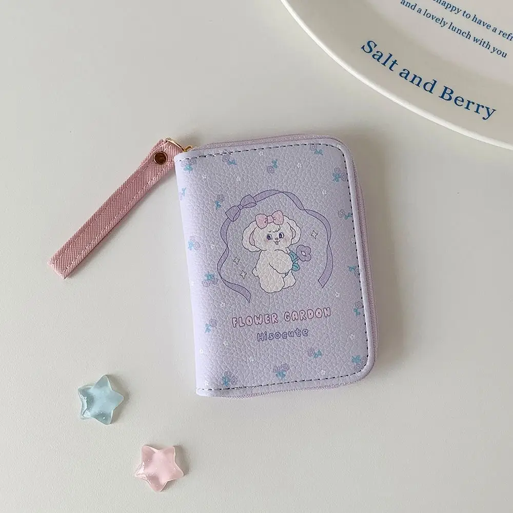 Bolsa de moedas de desenho animado de couro PU fofa 3 dobras carteira curta de gato fofo mini porta cartão para meninas