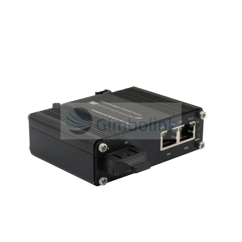 Mini Industrial 1-Port 1000Base-X إلى 2-Port 10/100/1000Base-T 30W PoE محول الوسائط معدات تحويل الاتصالات البصرية #3