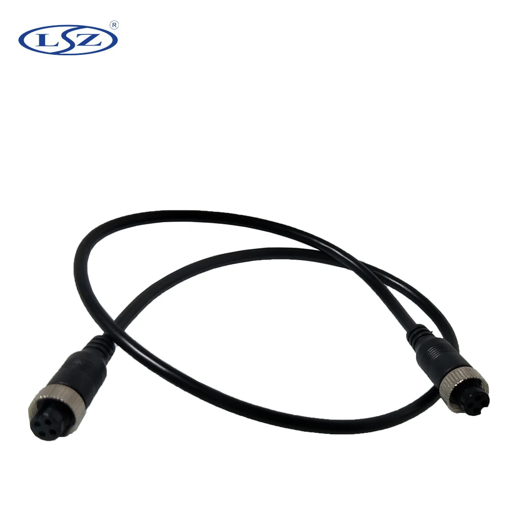 LSZ wholesale 4 core M12 aviation double female head tail cable 4P aviation plug cable truck surveillance camera cable