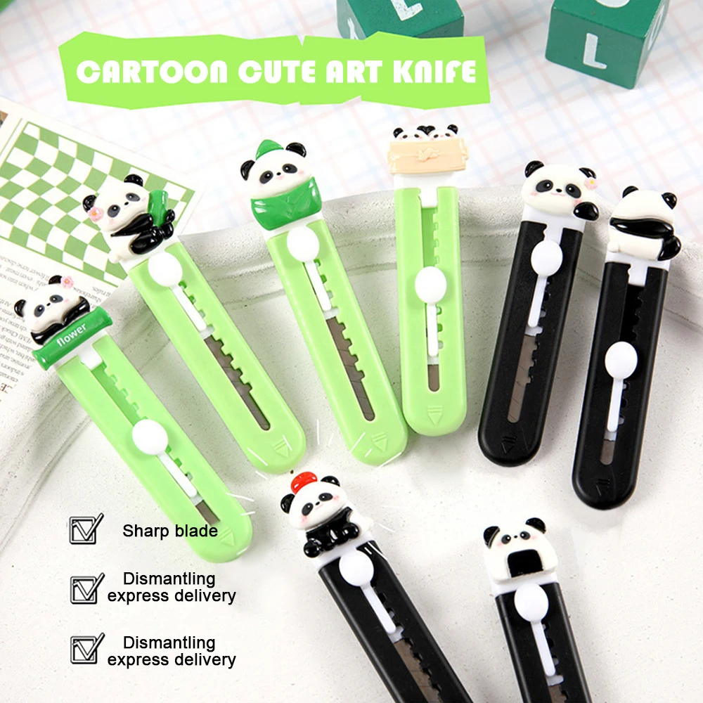 Mode Plastic Panda Cutter Hars School Kantoorbenodigdheden Papier Snijgereedschap Cartoon Intrekbare Brief Opener