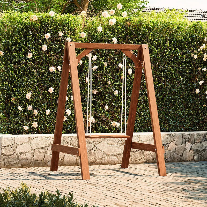 

Outdoor courtyard Internet celebrity preservative wood swing small courtyard solid wood indoor balcony children's small